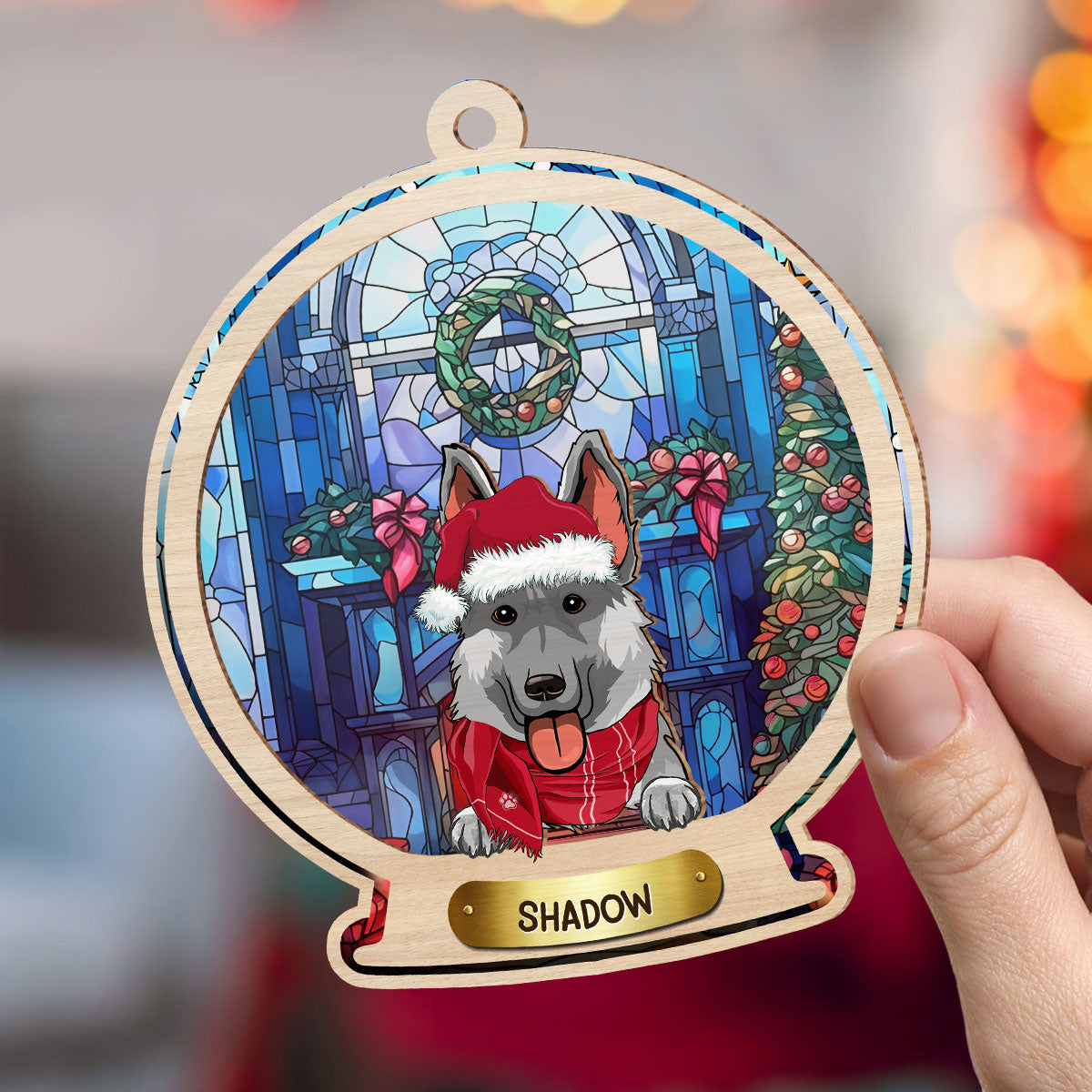 Snow Globe Dog - Personalized Custom Suncatcher Ornament