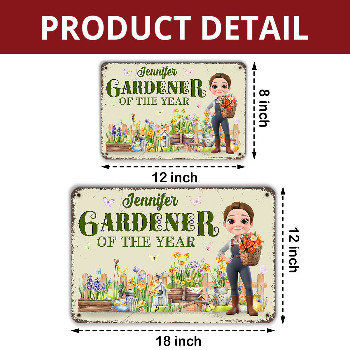 Gardener Of The Year - Personalized Custom Metal Sign