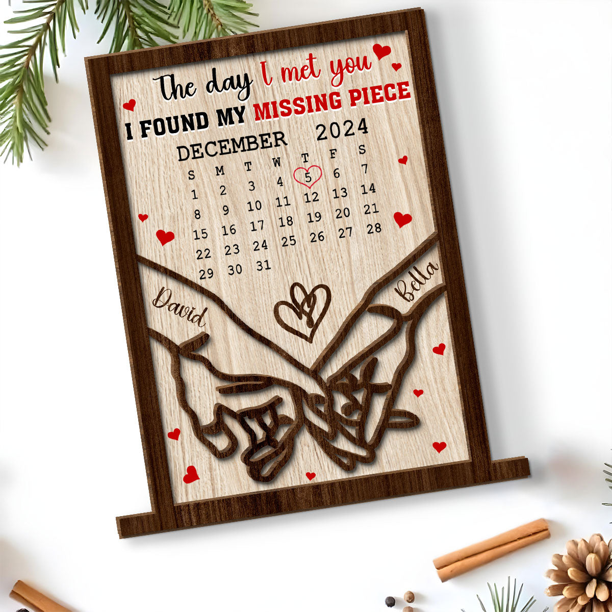 I Found You - Personalized Custom 2-Layer Wood Plaque With Flat Base