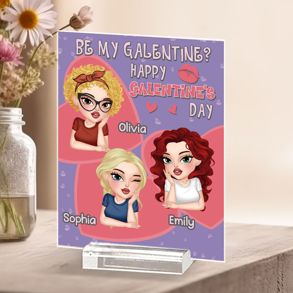 Galentine For My Bestie - Personalized Custom Acrylic Plaque With Base