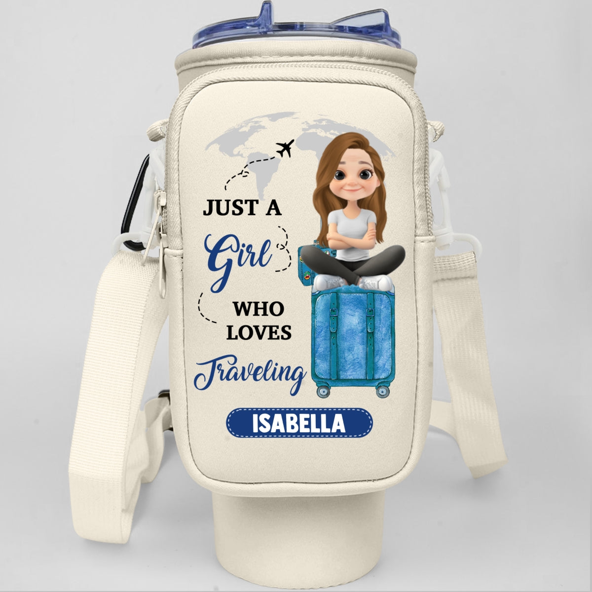 A Girl Loves Traveling - Personalized Custom 40oz Water Bottle Carrier Bag