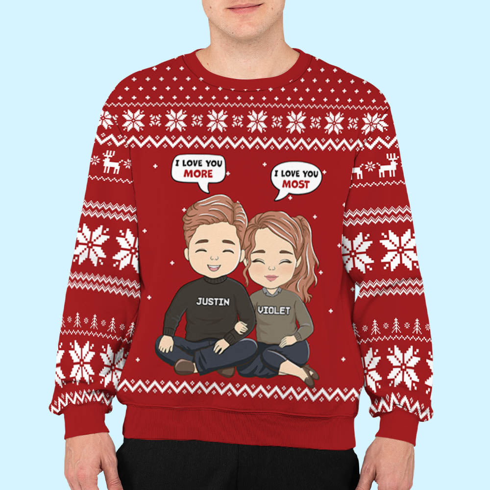 I Love You More - Personalized Custom All-Over-Print Sweatshirt