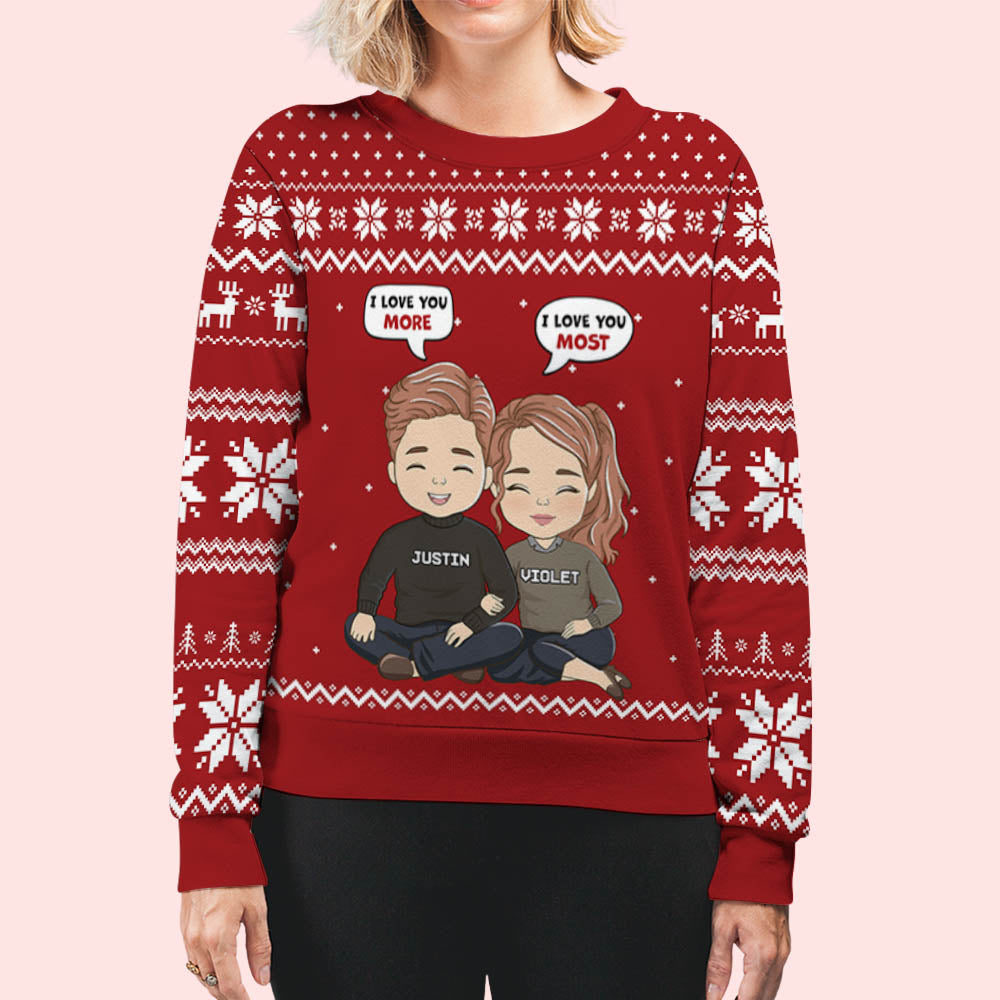 I Love You More - Personalized Custom All-Over-Print Sweatshirt