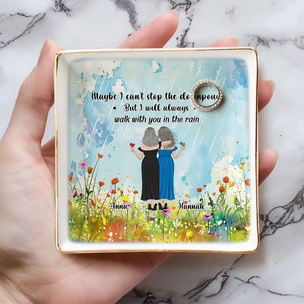 Walk With You In The Rain - Personalized Custom Jewelry Dish