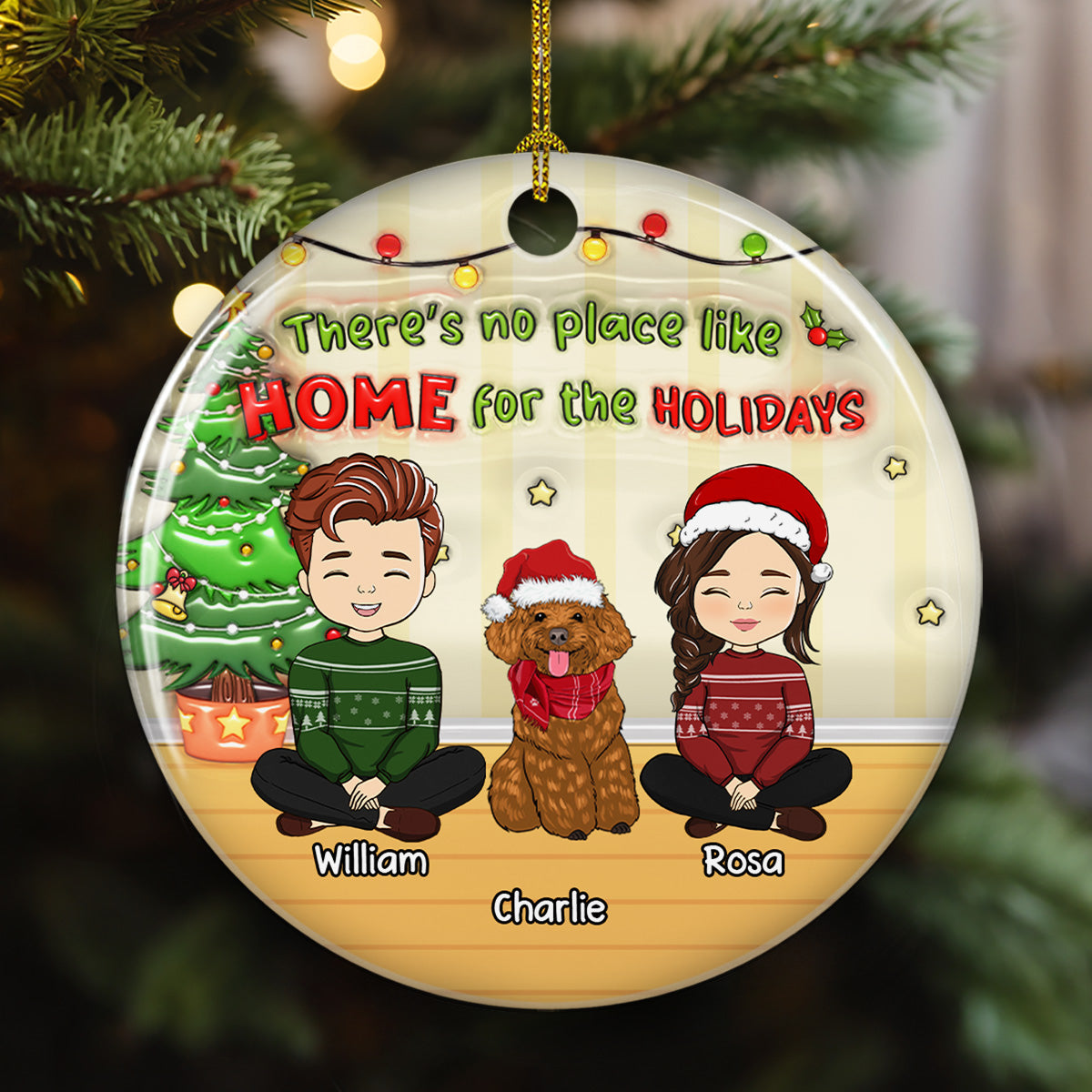 No Place Like Home - Personalized Custom 3D Inflated Effect Ceramic Ornament