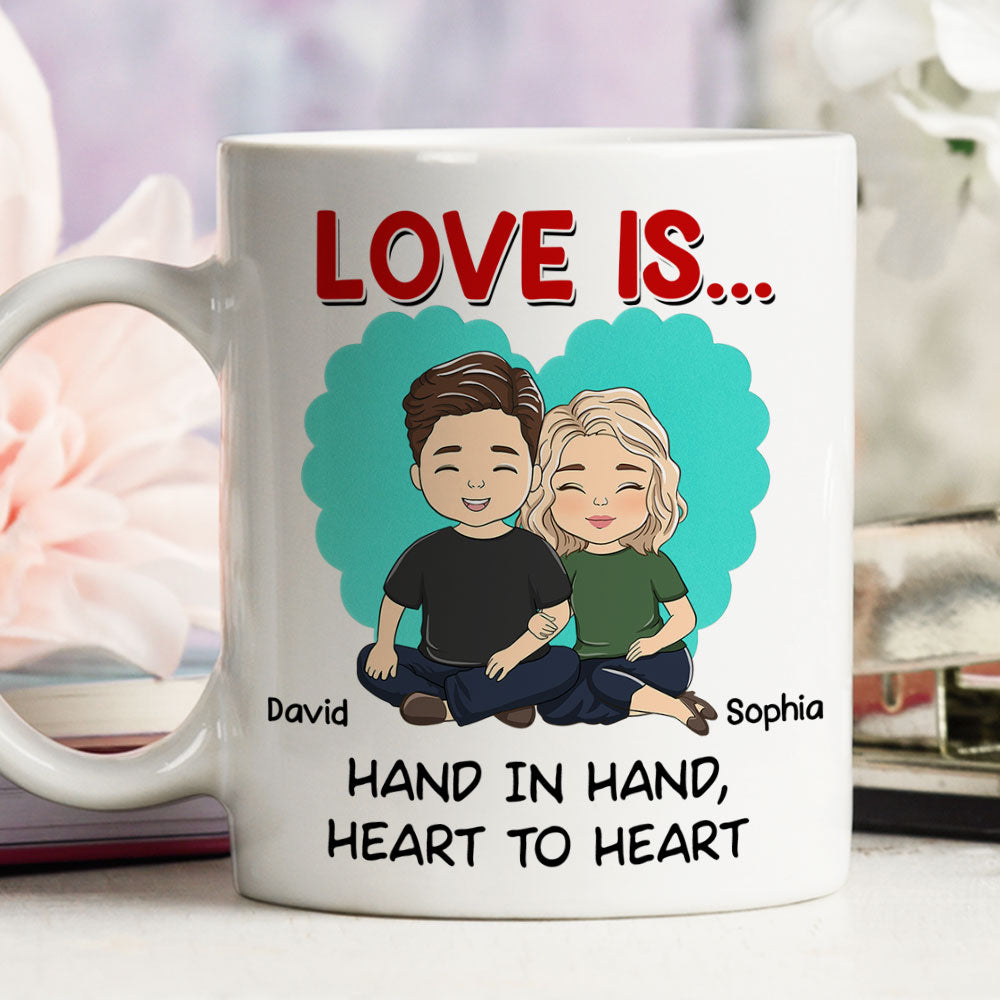 Hearts Holding Hands Forever More - Personalized Custom Coffee Mug