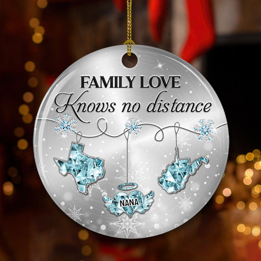 Family Love Crystal Memorial - Personalized Custom Ceramic Ornament