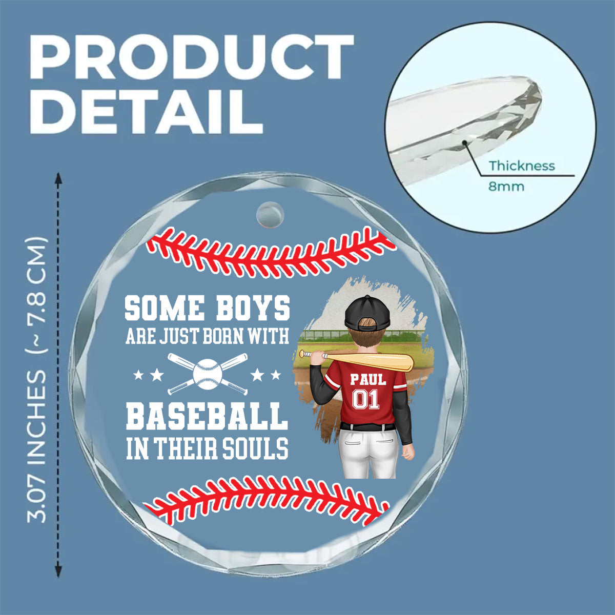 Some Boys Are Just Born With Baseball In Their Souls - Personalized Custom Glass Ornament