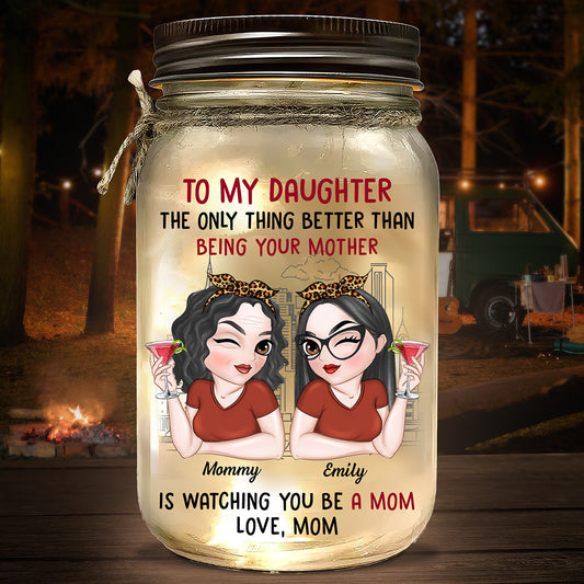 To My Daughter - Personalized Custom Mason Jar Light