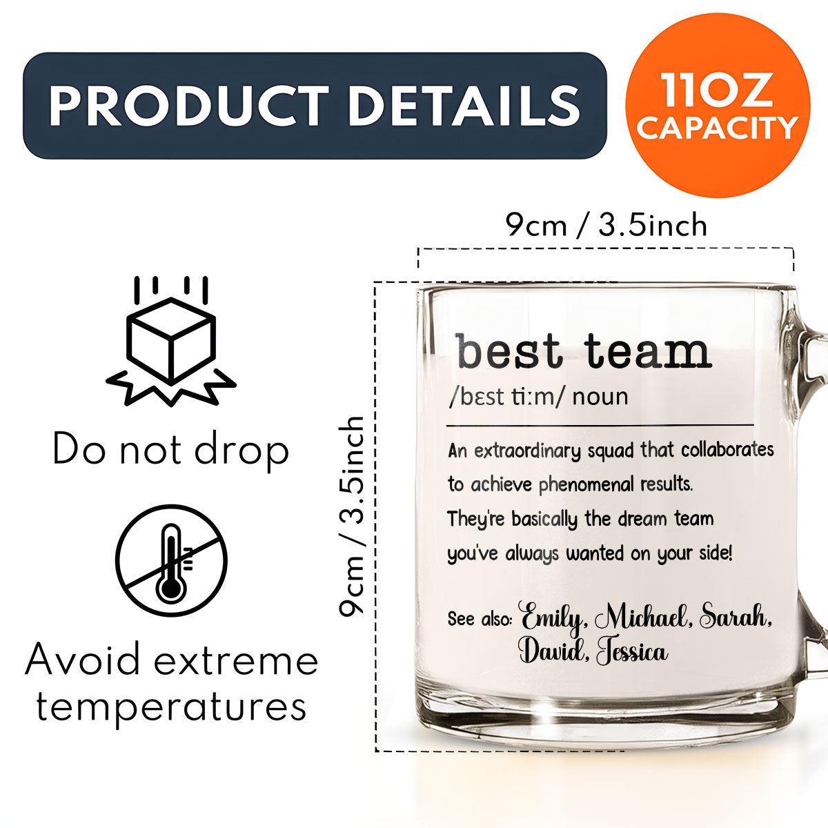 The Best Team Ever - Personalized Custom Glass Mug