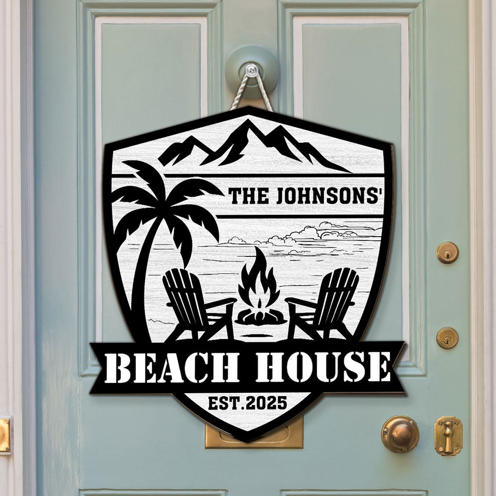 At The Beach House - Personalized Custom Wood Sign