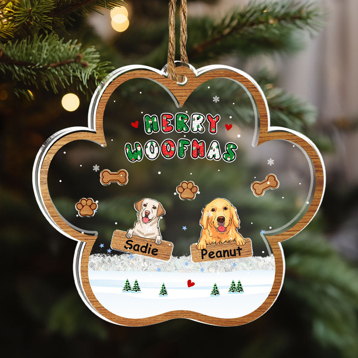 Woofmas Winter - Personalized Custom Acrylic Shaker Ornament