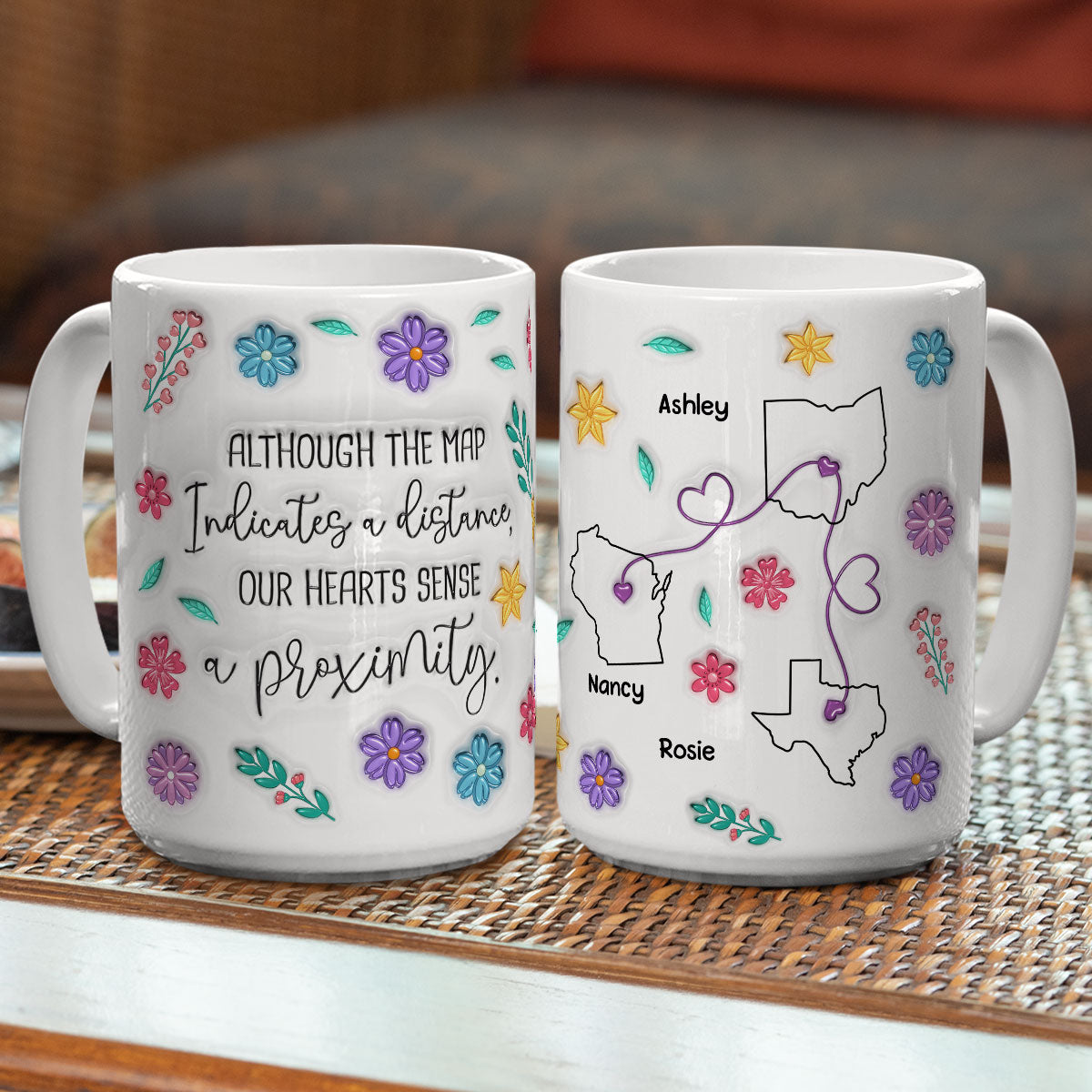 My Heart Feels You Nearby - Personalized Custom 3D Inflated Effect Mug