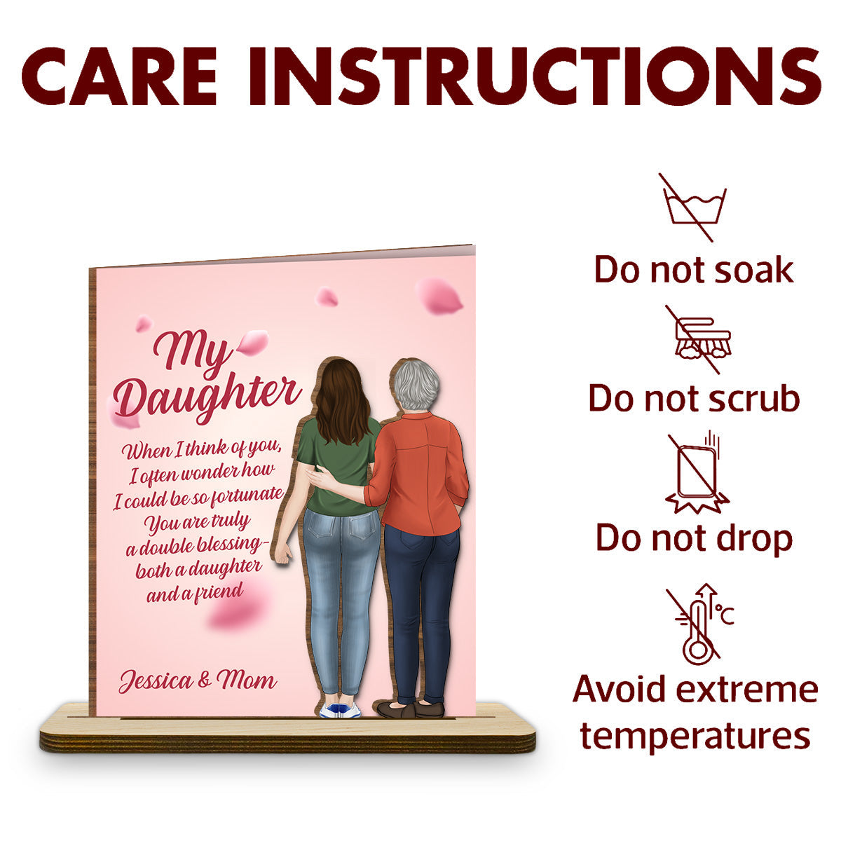 My Daughter My Friend - Personalized Custom 2-Layer Wood Plaque With Flat Base