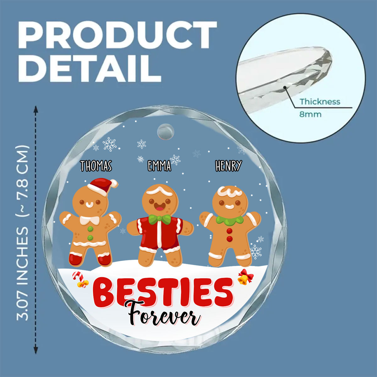 Besties Cookies - Personalized Custom Glass Ornament