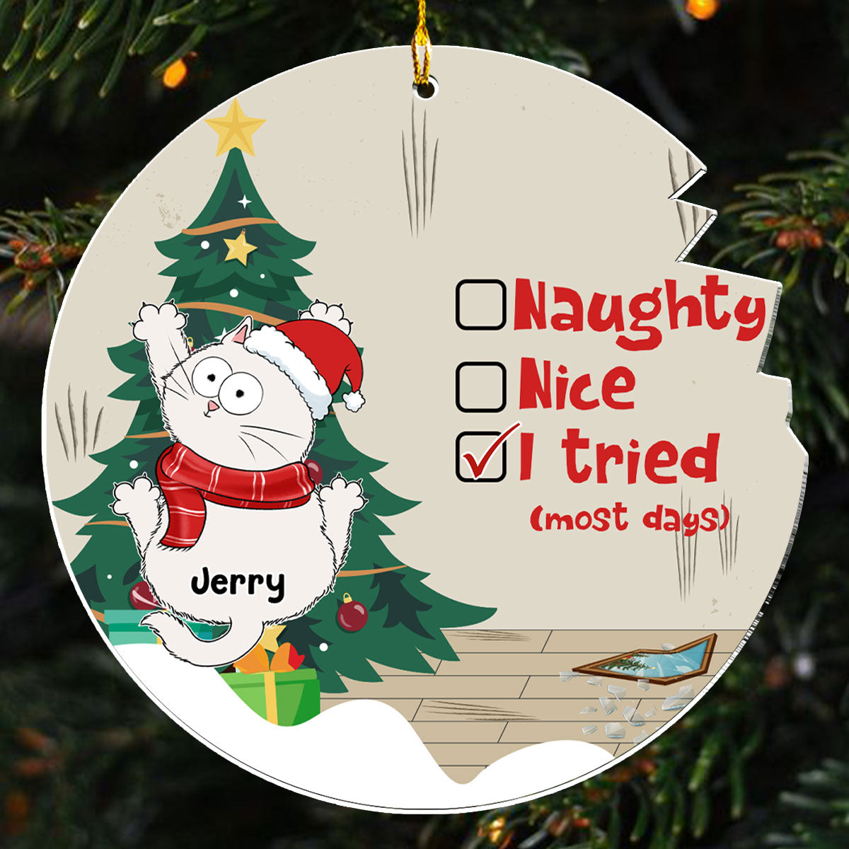 Naughty Or Nice - Personalized Custom Acrylic Ornament