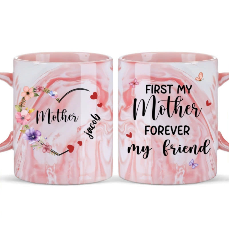 Sweethearts Of Mom - Personalized Custom Pink Marble Mug