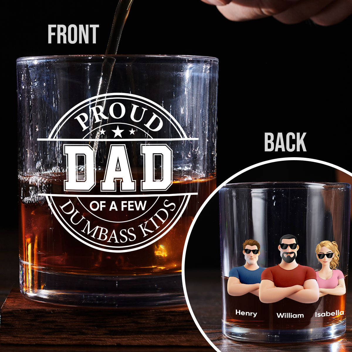 Proud Father - Personalized Custom Whiskey Glass