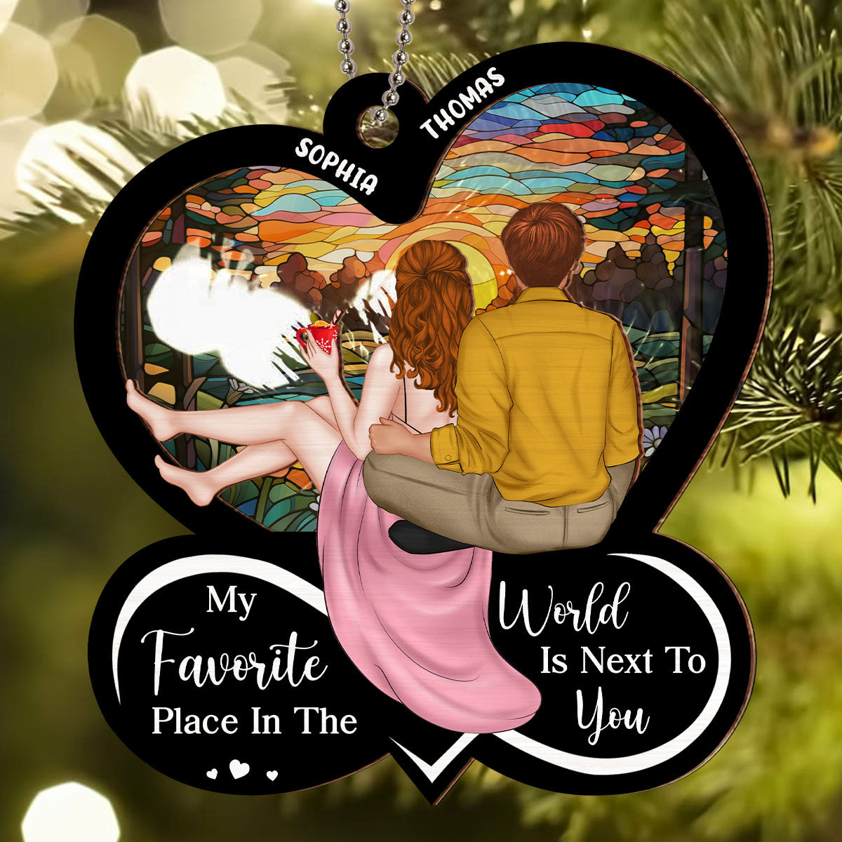 My Favorite Place Is Next To You - Personalized Custom Suncatcher Ornament