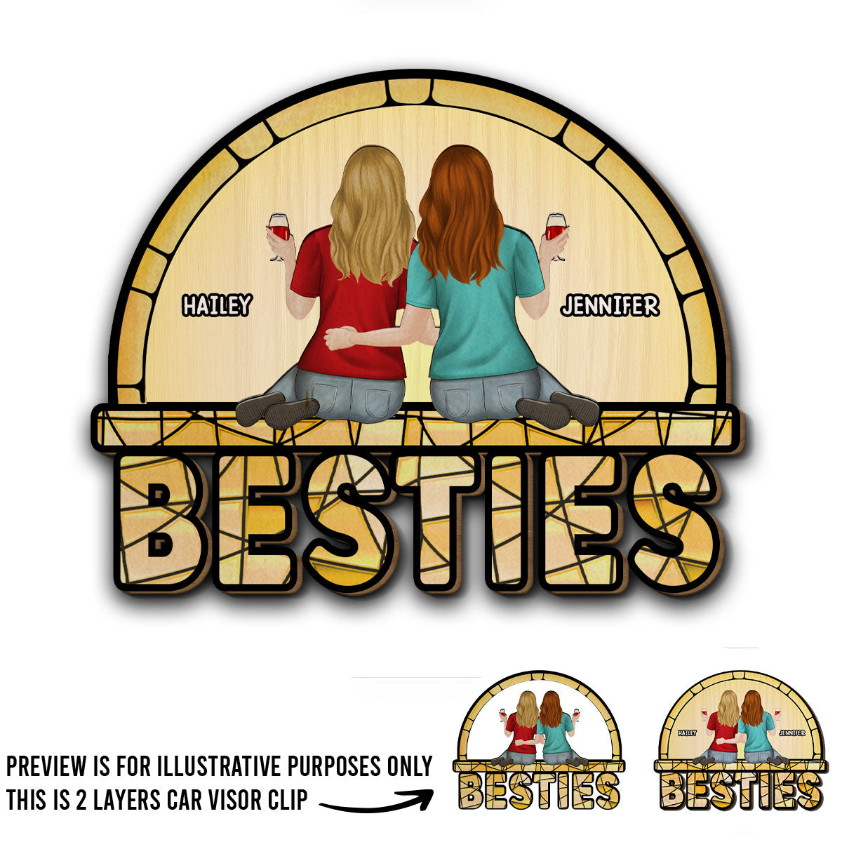 Besties - Personalized Custom Car Visor Clip