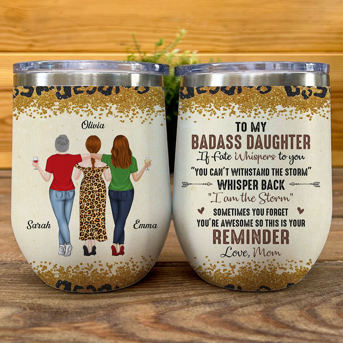 To My Badass Daughter - Personalized Custom Wine Tumbler