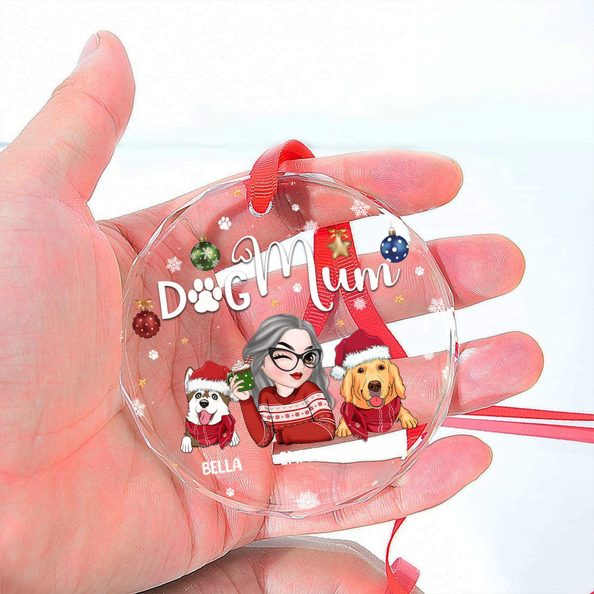 Dog Mom - Personalized Custom Glass Ornament