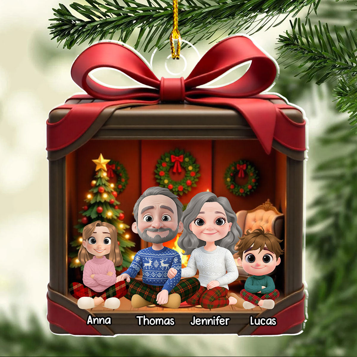 Wrapped With Love - Personalized Custom 3D Effect Acrylic Ornament