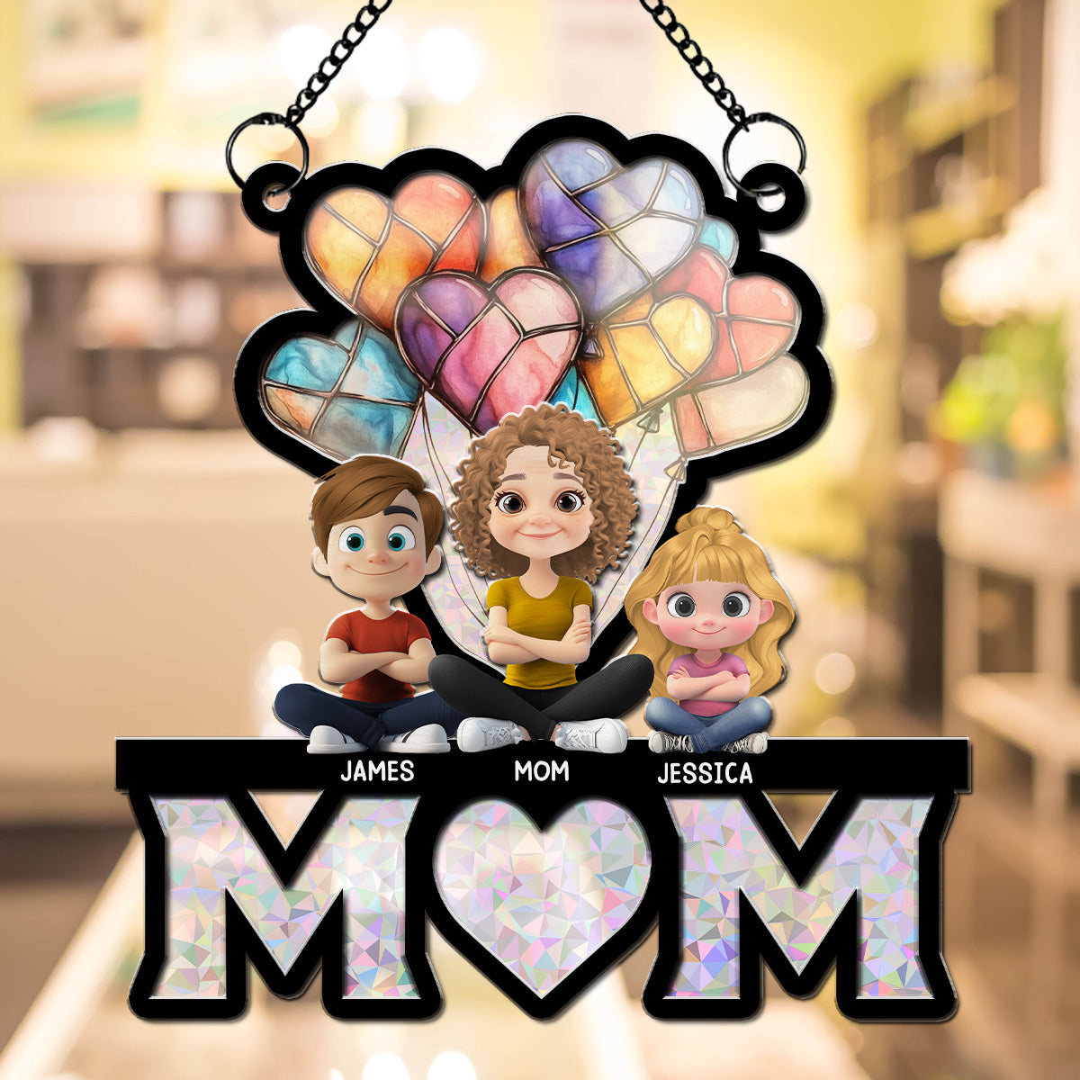 We Love You Mom - Personalized Custom Suncatcher