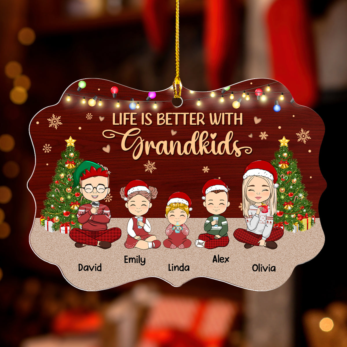 Life Is Better With Grandkids Christmas - Personalized Custom Acrylic Ornament