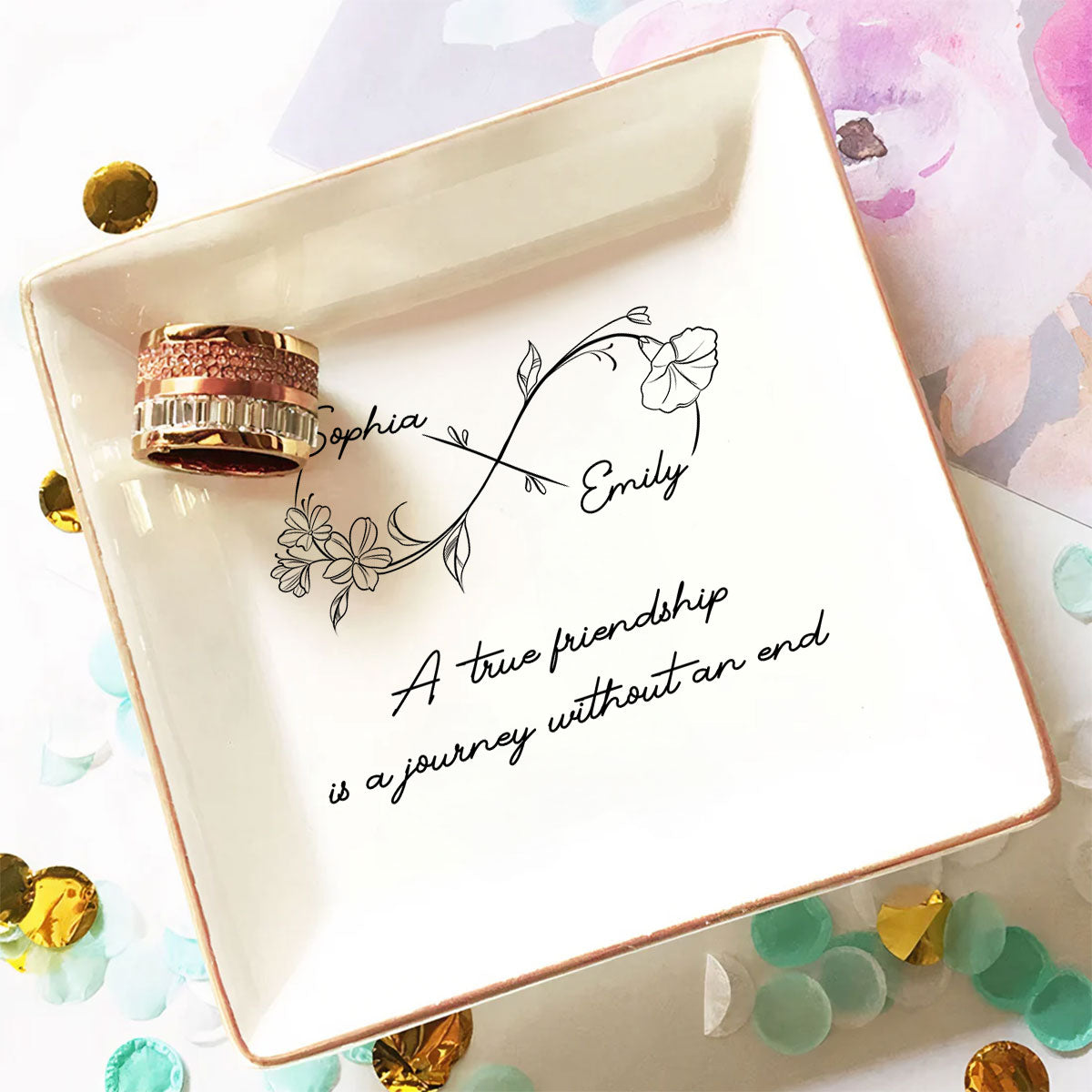 Journey Of Friendship - Personalized Custom Jewelry Dish