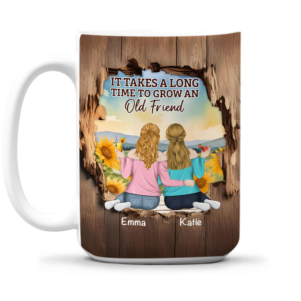 Friendship Is A Journey That Lasts A Lifetime - Personalized Custom Coffee Mug