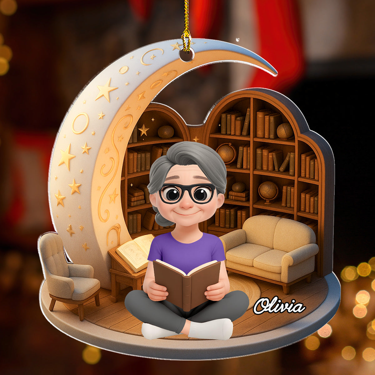 A Girl Loves Her Book - Personalized Custom Acrylic Ornament
