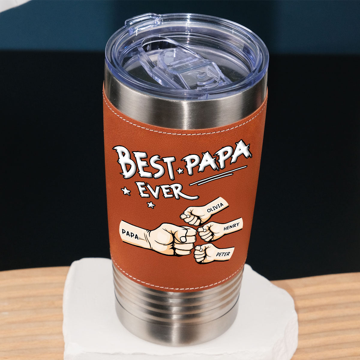 Best Grandpa - Personalized Custom Leather Tumbler