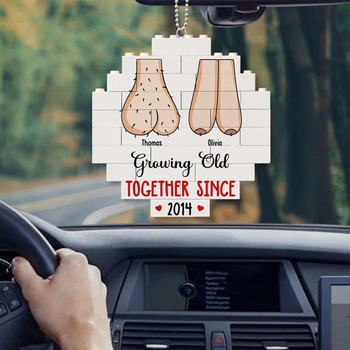 Grow Old With You - Personalized Custom Puzzle Car Ornament