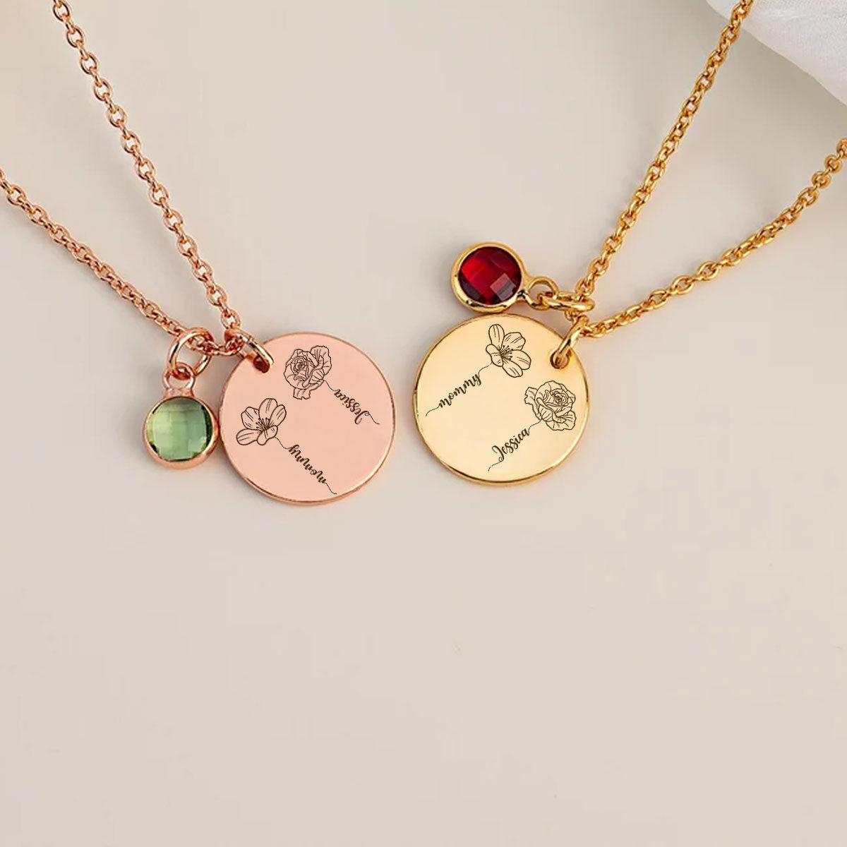 Like Mother Like Daughter - Personalized Custom Birthstone Necklace With Message Card