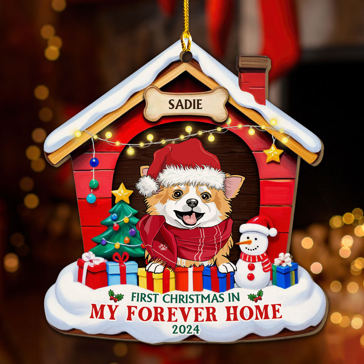 Dog Forever Home - Personalized Custom Wood Ornament