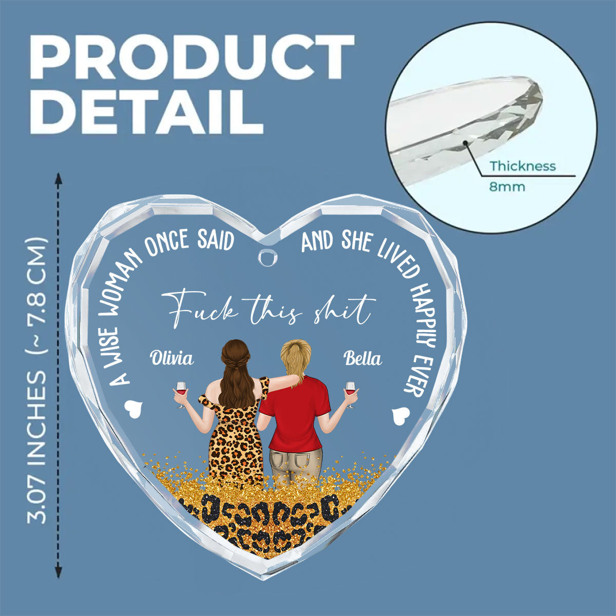 Gift For Best Friends Sisters - Personalized Custom Glass Ornament