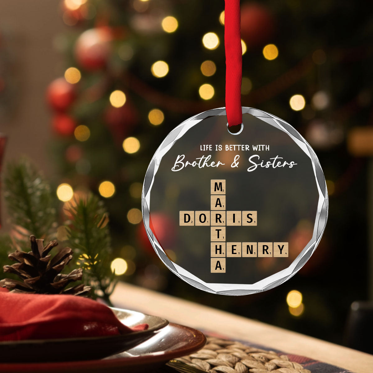 Siblings Make Life More Beautiful - Personalized Custom Glass Ornament