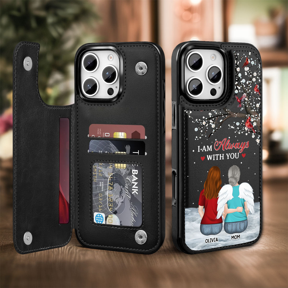 I Am Always With You - Personalized Custom Leather Phone Case