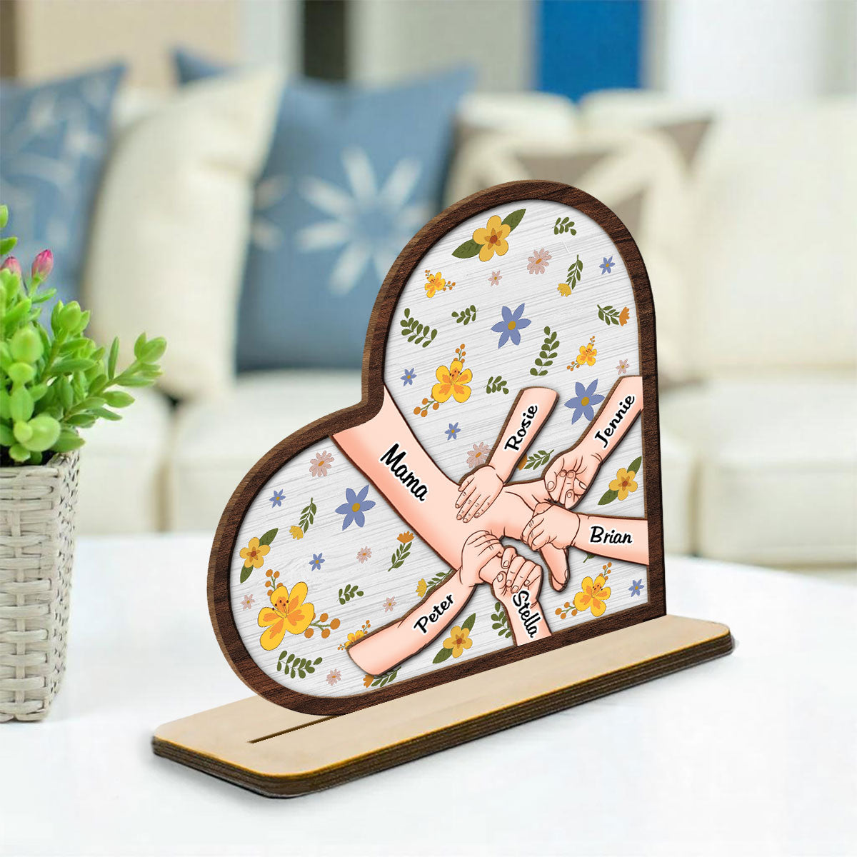 Hold Our Hands - Personalized Custom 2-Layer Wood Plaque With Flat Base