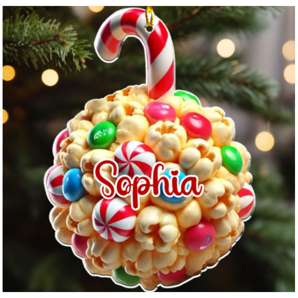 Popcorn Ball Custom Family Name - Personalized Custom Acrylic Ornament