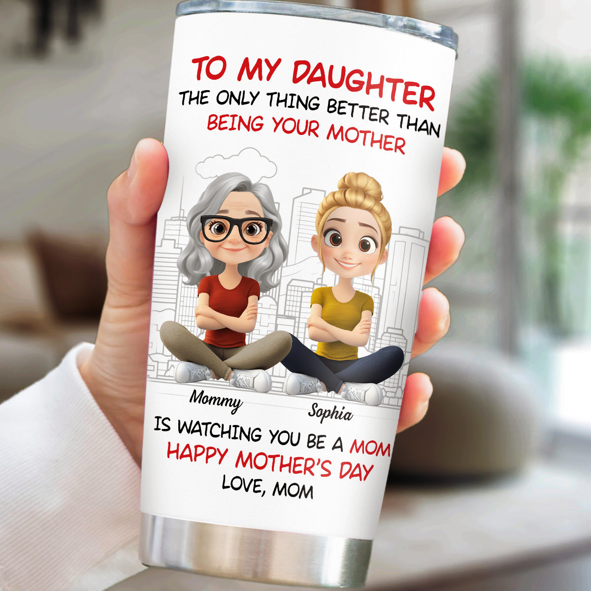 To My Daughter Cartoonize - Personalized Custom Tumbler