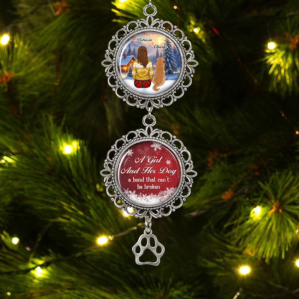 A Girl And Her Dog - Personalized Custom Charming Ornament
