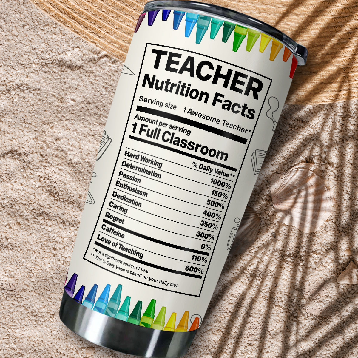 Teacher Nutrition Facts - Personalized Custom Tumbler