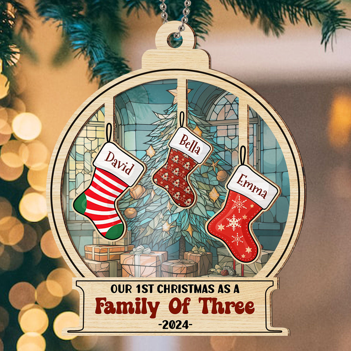 Family 1st Christmas - Personalized Custom Suncatcher Ornament