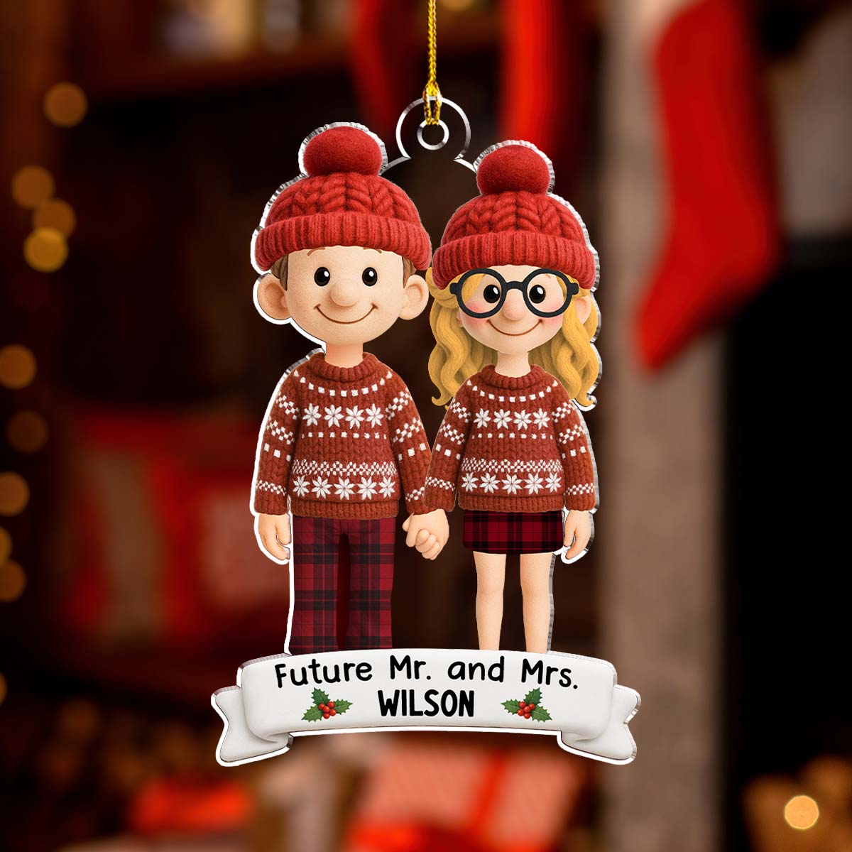 Future Mr. and Mrs. Couple - Personalized Custom 3D Effect Acrylic Ornament