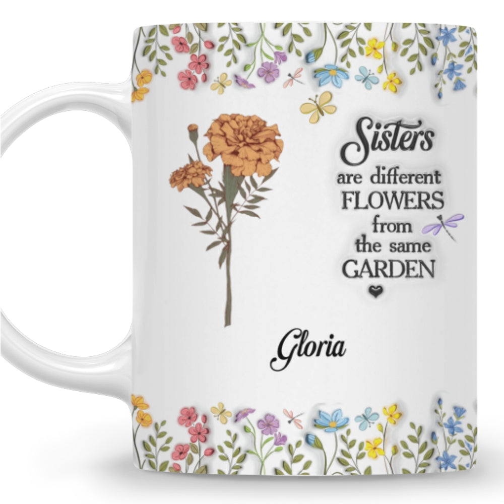Floral Sisters Forever - Personalized Custom 3D Inflated Effect Coffee Mug