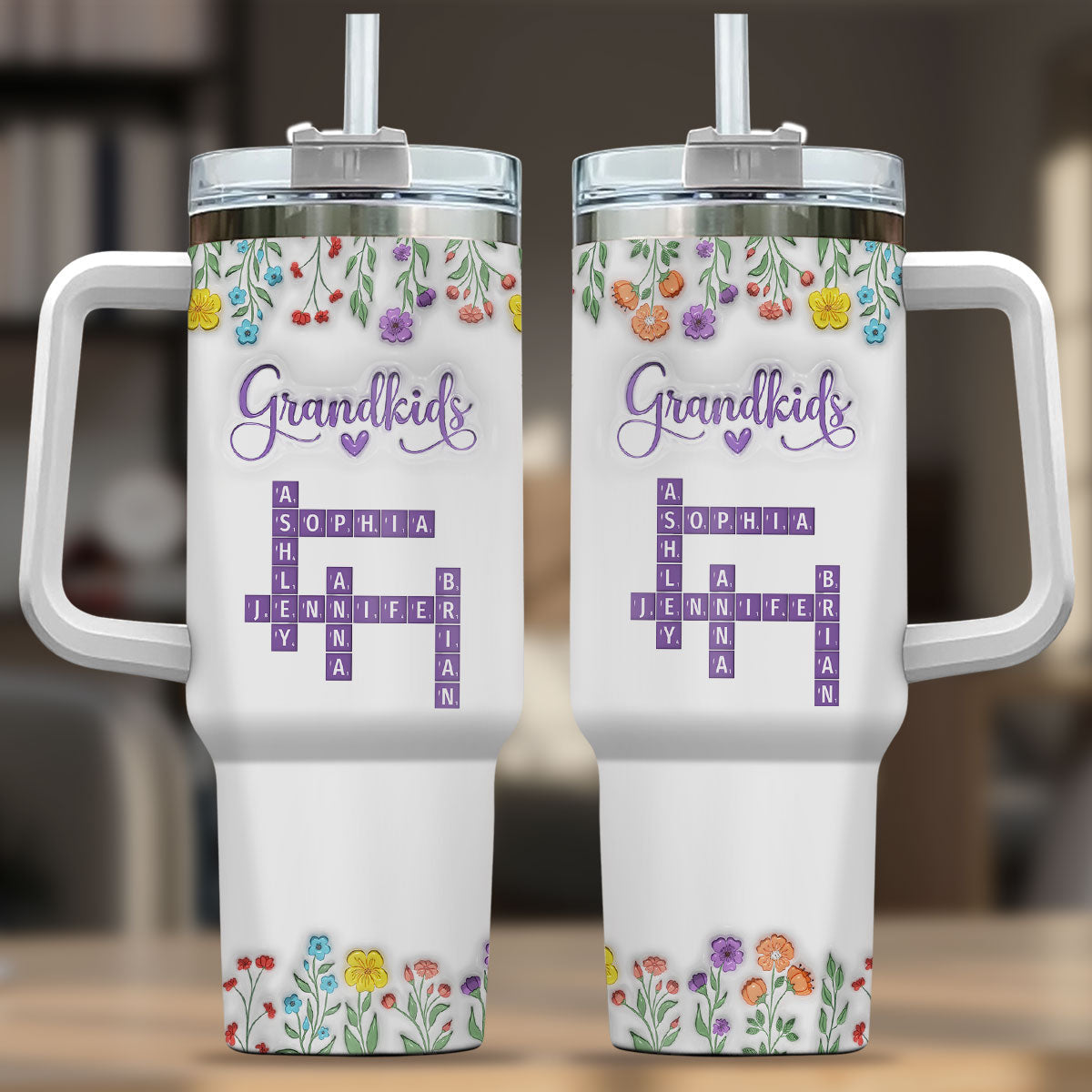 Love My Grandkids Crossword - Personalized Custom 3D Inflated Effect Printed 40 Oz Tumbler