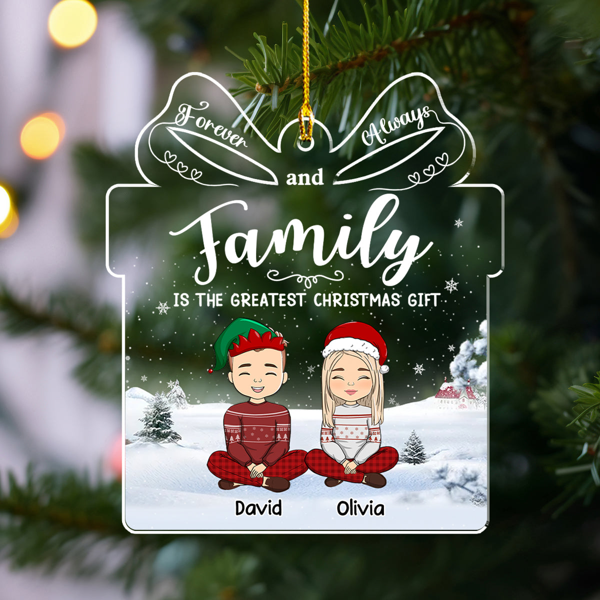 Forever And Always Family - Personalized Custom Acrylic Ornament
