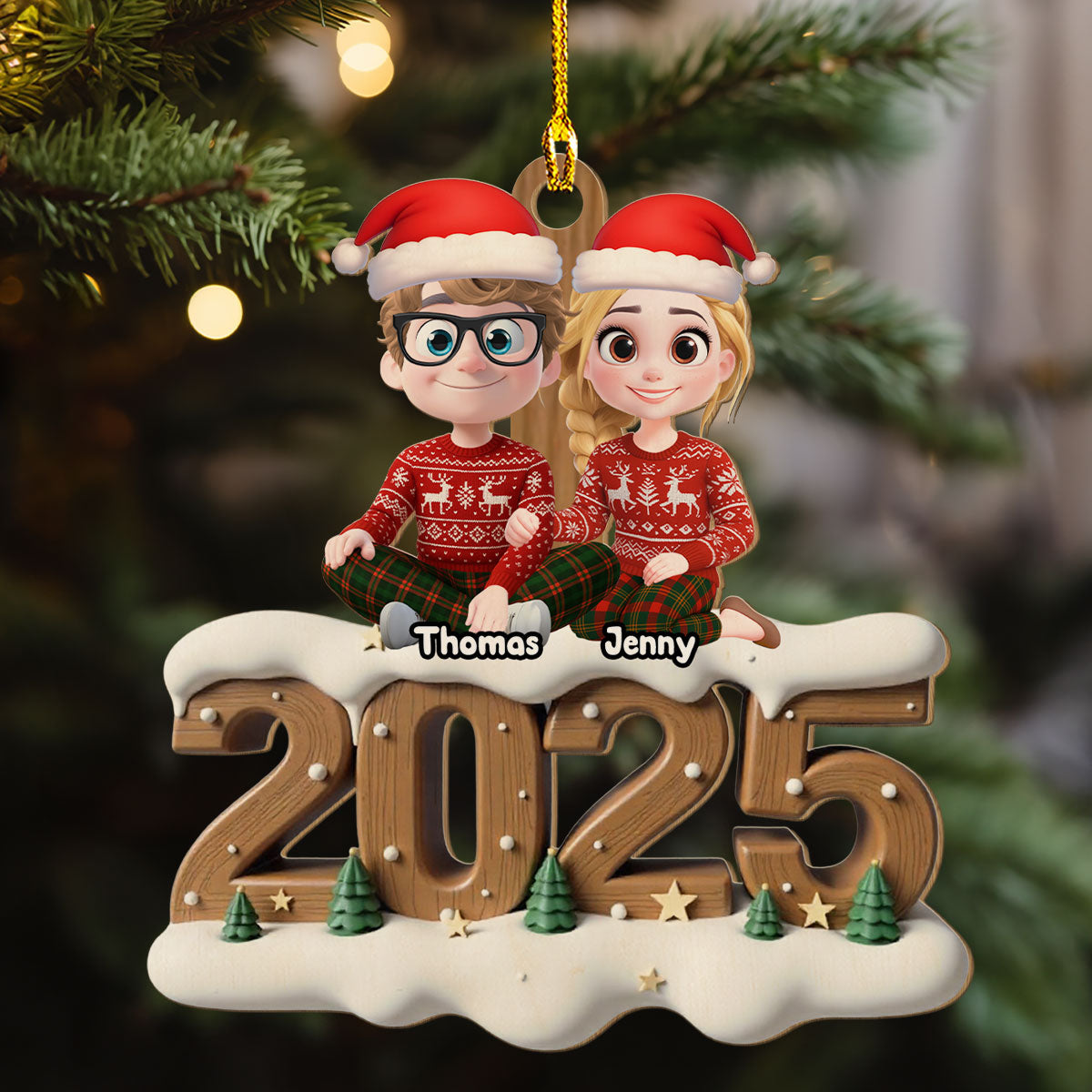Us From Now Onwards - Personalized Custom 3D Effect Wood Ornament